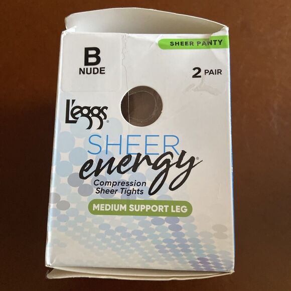 L'eggs Sheer Energy Medium Leg Support Control Top Tights, 2 Pair Nude Size B - Picture 1 of 6